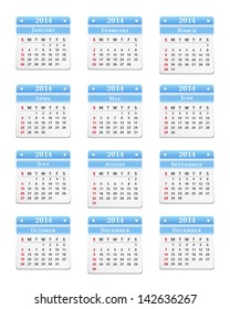 2014 Calendar on white background, vector eps10 illustration