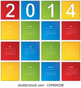 2014 Calendar paper design. Vector illustration 