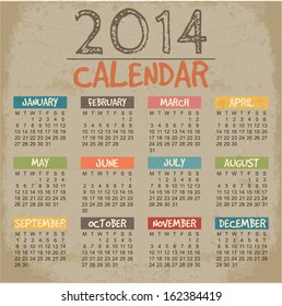 2014 Calendar paper design. Vector