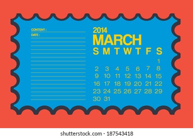 2014 Calendar Stamp Design Vector