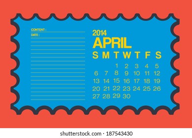 2014 Calendar Stamp Design Vector