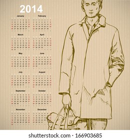 2014. Calendar with stylish dude.