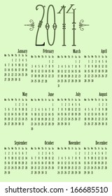 2014 calendar template grid