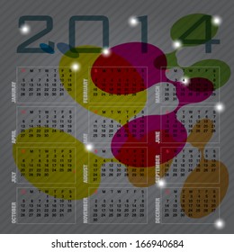 2014 Calendar template, vector format
