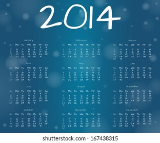 2014 calendar in underwater style - with different bubbles