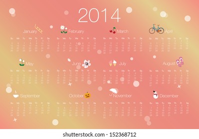 2014 calendar, vector