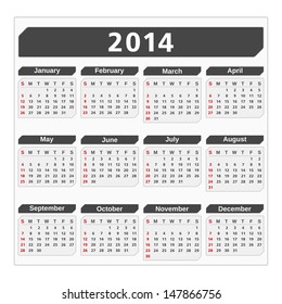 2014 Calendar, vector eps10 illustration