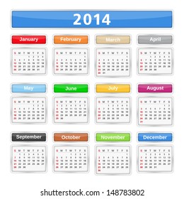 2014 Calendar, vector eps10 illustration
