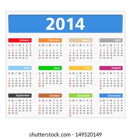 2014 Calendar, vector eps10 illustration