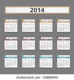 2014 Calendar, vector eps10 illustration