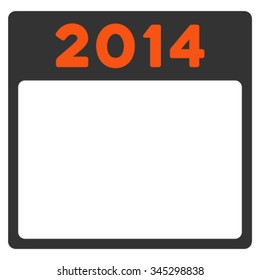 2014 Calendar vector icon. Style is bicolor flat symbol, orange and gray colors, rounded angles, white background.