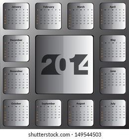 2014 Calendar, Vector illustration.