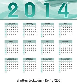 2014 Calendar. Vector Illustration.