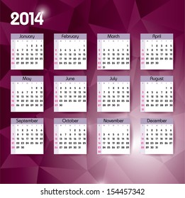 2014 Calendar. Vector Illustration.