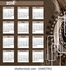 2014 Calendar. Vector Illustration.