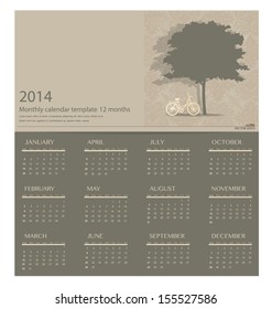 2014 calendar. Vector illustration.