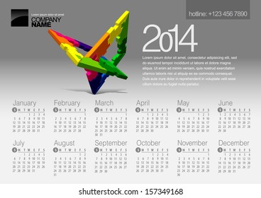 2014 Calendar. Vector Illustration with Puzzle vector element 