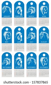 2014 calendar vertical with horse symbols