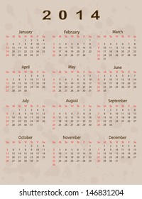 2014 calendar year in vintage style 