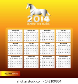 2014 calendar yeras of the horse