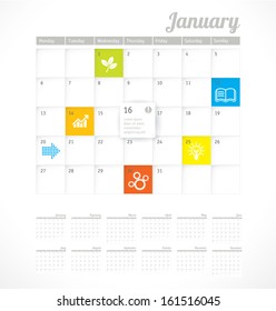 2014 calender minimalist design vector template.