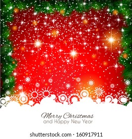 2014 Christmas Colorful Background with a waterfall of ray lights and a lot of baubles and stars.