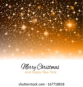 2014 Christmas Colorful Background with a waterfall of ray lights and a lot of baubles and stars.