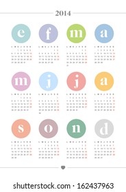 2014 Colorful calendar