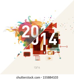 2014 colorful graphic design background - "shift in visual style"