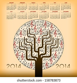 2014 Creative Music Calendar for Print or Website