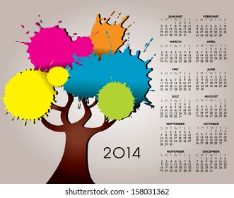 2014 Creative Tree Calendar for Home, Office or Website