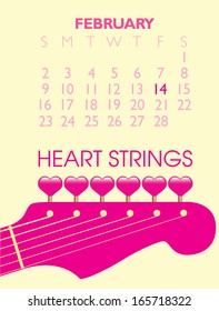 2014 Creative, Valentines Guitar Calendar for Print or Web