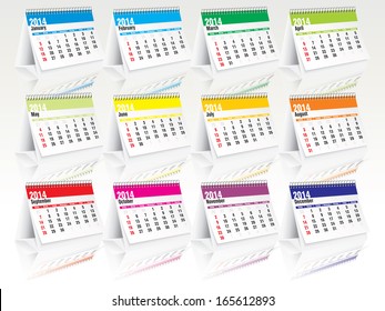 2014 desk calendar set - vector illustration