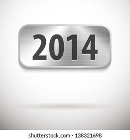 2014 digits on brushed metal tablet. Vector illustration