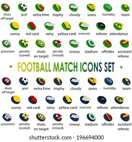 2014 football tournament icons set Brazil, vector