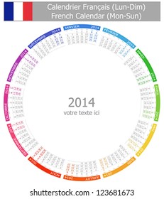 2014 French Circle Calendar Mon-Sun