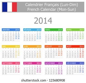 2014 French Type-1 Calendar Mon-Sun