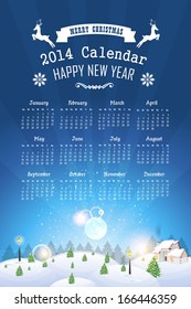 2014 Full Calendar Template - Promotion Poster Vector Design