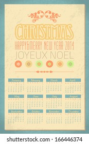 2014 Full Calendar Template - Promotion Poster Vector Design