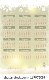 2014 Full Calendar Template - Promotion Poster Vector Design