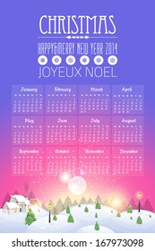 2014 Full Calendar Template - Promotion Poster Vector Design