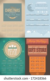 2014 Full Calendar Template - Promotion Poster Vector Design  - Sunday start