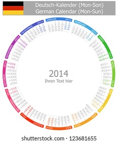 2014 German Circle Calendar Mon-Sun