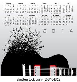 2014 Guitar Creative Calendar for Print or Web