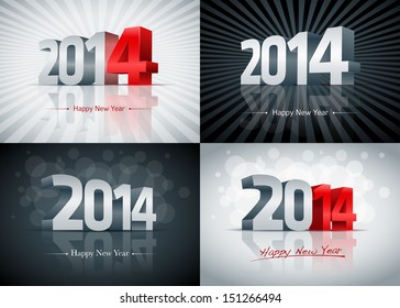 2014 Happy New Year card set. All elements are layered separately. Easy editable.