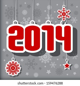 2014 Happy New Year card or background. Vector illustration.