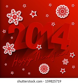 2014 Happy New Year card or background. Vector illustration.