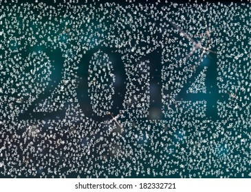 2014 / Happy new year card with numbers like snowflakes 