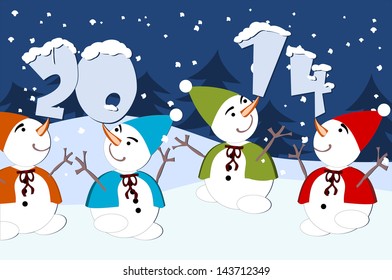 2014 happy new year - dancing snowman