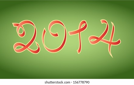 2014 happy new year design on green background 